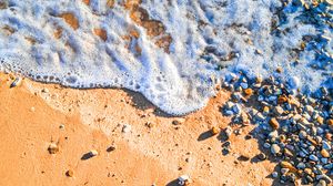 Preview wallpaper beach, wave, pebbles, sand, sea