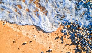 Preview wallpaper beach, wave, pebbles, sand, sea
