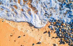 Preview wallpaper beach, wave, pebbles, sand, sea