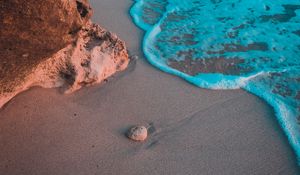 Preview wallpaper beach, wave, sea, sand