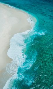 Preview wallpaper beach, waves, coast, aerial view