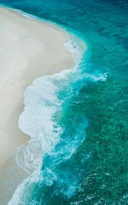 Preview wallpaper beach, waves, coast, aerial view