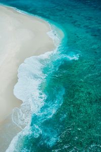 Preview wallpaper beach, waves, coast, aerial view