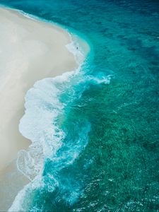 Preview wallpaper beach, waves, coast, aerial view