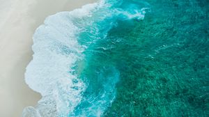 Preview wallpaper beach, waves, coast, aerial view