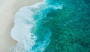Preview wallpaper beach, waves, coast, aerial view