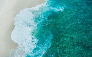 Preview wallpaper beach, waves, coast, aerial view