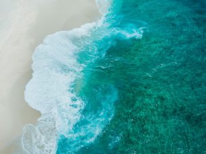 Preview wallpaper beach, waves, coast, aerial view