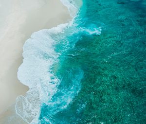 Preview wallpaper beach, waves, coast, aerial view