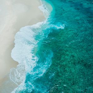 Preview wallpaper beach, waves, coast, aerial view