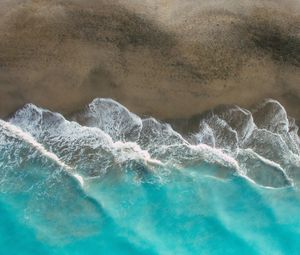 Preview wallpaper beach, waves, ocean, coast, aerial view