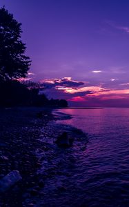 Preview wallpaper beach, waves, sunset, sky, evening
