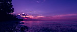 Preview wallpaper beach, waves, sunset, sky, evening