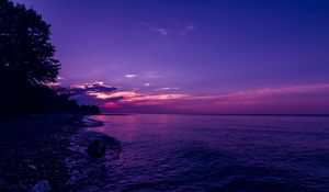 Preview wallpaper beach, waves, sunset, sky, evening