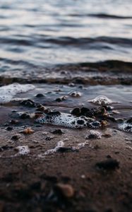 Preview wallpaper beach, waves, water, sand, pebbles