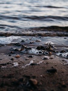 Preview wallpaper beach, waves, water, sand, pebbles