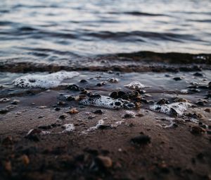 Preview wallpaper beach, waves, water, sand, pebbles