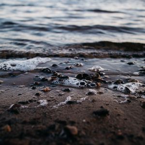 Preview wallpaper beach, waves, water, sand, pebbles