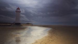 Preview wallpaper beacon, great britain, england, cloudy, white, protected, sand, sky