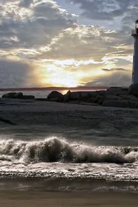 Preview wallpaper beacon, sea, waves, water, dirty