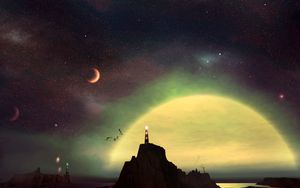 Preview wallpaper beacon, stars, sun, planets