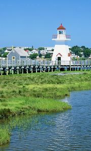 Preview wallpaper beacon, white, coast, vegetation