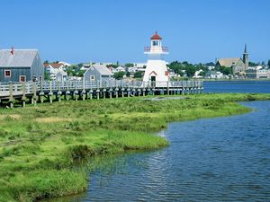 Preview wallpaper beacon, white, coast, vegetation