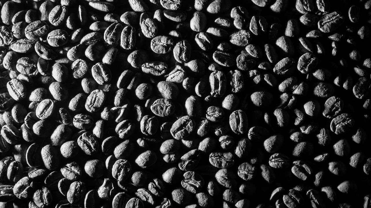 Wallpaper beans, coffee, caffeine, macro, black and white