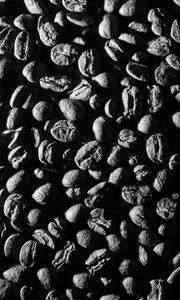 Preview wallpaper beans, coffee, caffeine, macro, black and white