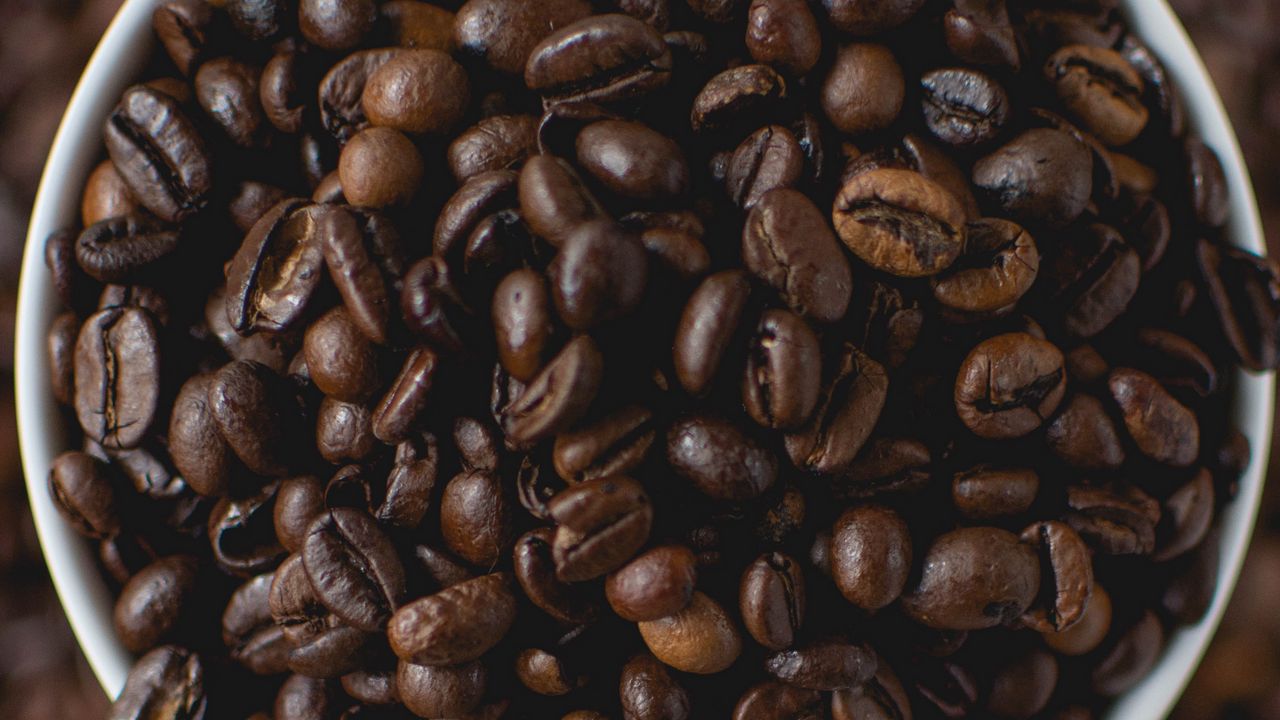 Wallpaper beans, coffee, cup, brown, drink