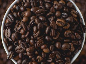 Preview wallpaper beans, coffee, cup, brown, drink