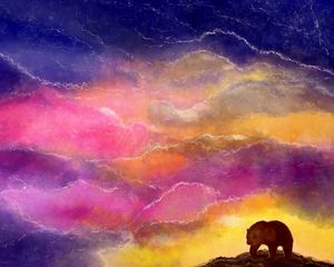 Preview wallpaper bear, art, colorful, sky