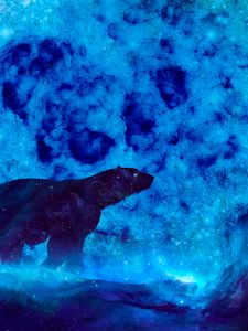 Preview wallpaper bear, art, glow, blue, northern