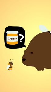 Preview wallpaper bear, bee, honey, absurdity, situation