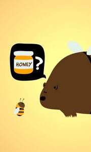 Preview wallpaper bear, bee, honey, absurdity, situation