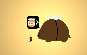 Preview wallpaper bear, bee, honey, absurdity, situation