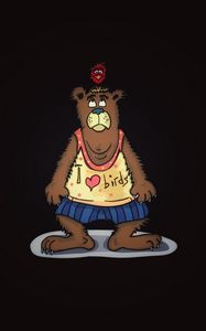 Preview wallpaper bear, bird, friends, funny, art