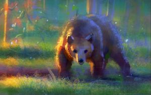 Preview wallpaper bear, brown, reflection, water, art