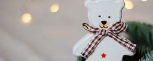 Preview wallpaper bear, decoration, branches, needles, new year, christmas, holidays