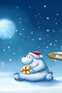 Preview wallpaper bear, gift, moon, night, pointer