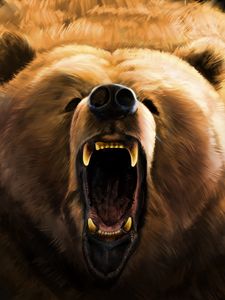 Preview wallpaper bear, grin, angry, fangs, art