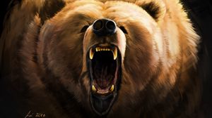 Preview wallpaper bear, grin, angry, fangs, art