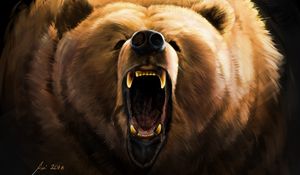 Preview wallpaper bear, grin, angry, fangs, art