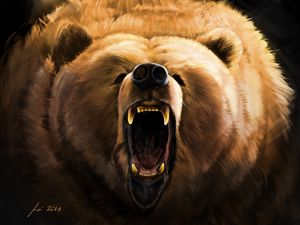 Preview wallpaper bear, grin, angry, fangs, art