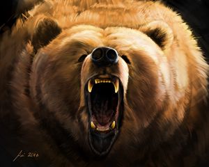 Preview wallpaper bear, grin, angry, fangs, art