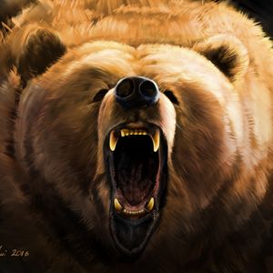 Preview wallpaper bear, grin, angry, fangs, art