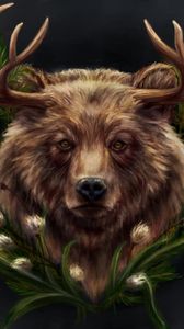 Preview wallpaper bear, horns, predator, art