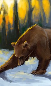 Preview wallpaper bear, painting, snow, colorful, photoshop