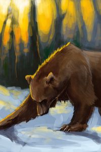 Preview wallpaper bear, painting, snow, colorful, photoshop