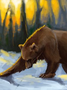 Preview wallpaper bear, painting, snow, colorful, photoshop